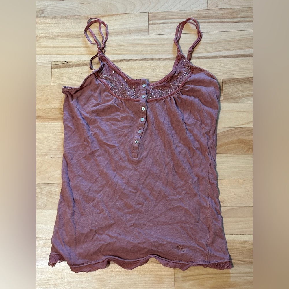 Abercrombie & Fitch Dark Mauve Pink Embellished Camisole